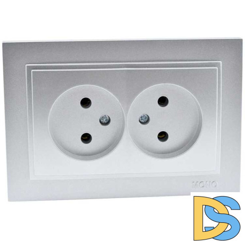 Розетка двойная без земли Mono Electric Despina 16А 250В серебро 102-212105-121
