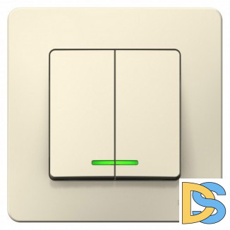 Выключатель 2-клавишный, с подсветкой 6A, Молочный, серия Blanca, Schneider Electric