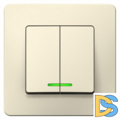 Выключатель 2-клавишный, с подсветкой 6A, Молочный, серия Blanca, Schneider Electric