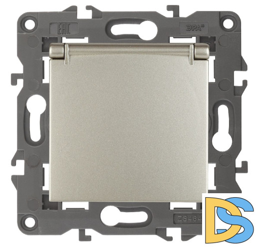 Розетка 2P+E Schuko со шторками с крышкой Эра 14-2103-04 Б0034281