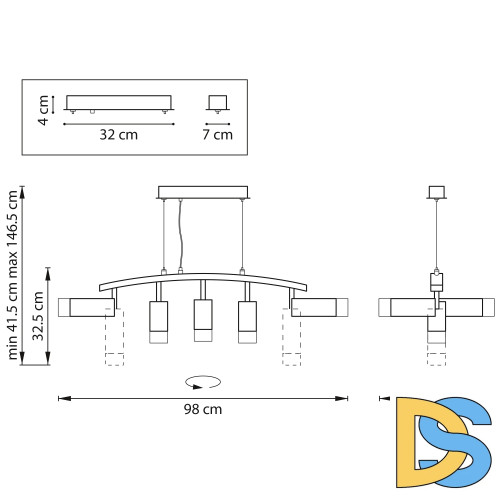 Подвесной светильник Lightstar Rullo LR7358723631 (571735+214436-3+214487-2+202431-5)