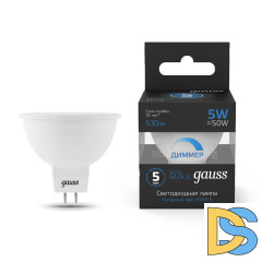 Лампа светодиодная Gauss GU5.3 5W 6500K матовая 101505305