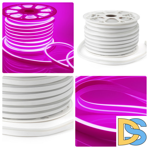 Светодиодный неон мини Apeyron 220В 5,5Вт/м smd2835 120д/м IP65 50м розовый 17-38