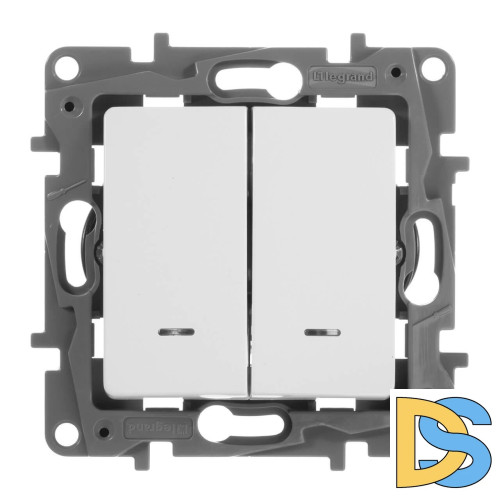 Переключатель двухклавишный Legrand Etika с подсветкой 10A 250V антрацит 672616
