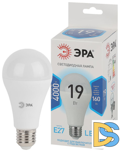 Лампа светодиодная Эра E27 19W 4000K LED A65-19W-840-E27 Б0031703