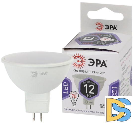 Лампа светодиодная Эра GU5.3 12W 6000K LED MR16-12W-860-GU5.3 Б0049075
