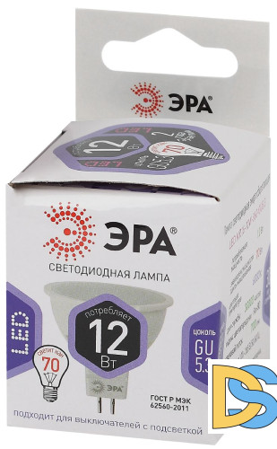 Лампа светодиодная Эра GU5.3 12W 6000K LED MR16-12W-860-GU5.3 Б0049075
