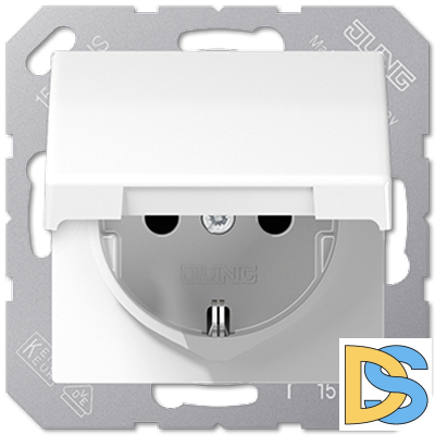 Розетка Schuko с крышкой Jung EP1420KLWWM