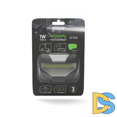 Налобный светодиодный фонарь Gauss от батареек 60х40 100 лм GF306