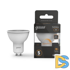 Лампа светодиодная диммируемая Gauss GU10 5W 3000K матовая 101506105-D