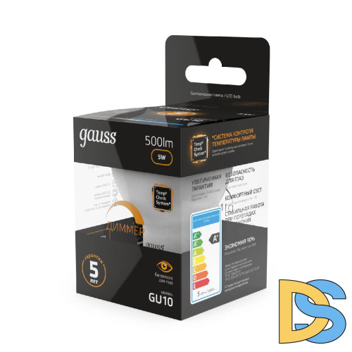 Лампа светодиодная диммируемая Gauss GU10 5W 3000K матовая 101506105-D