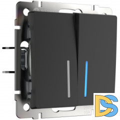 Выключатель двухклавишный с подсветкой (черный матовый) W1120108