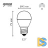 Лампа светодиодная Gauss E27 7,5W 4100К шар матовый 1053228