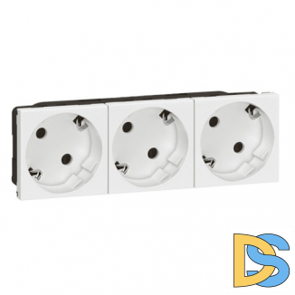 Розетка тройная с заземлением, под углом 45° Legrand Mosaic - белый 077253