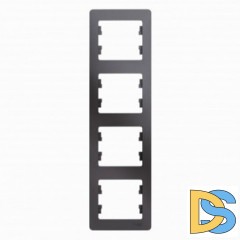 Рамка 4-ая (четверная) вертикальная, Графит, серия Glossa, Schneider Electric