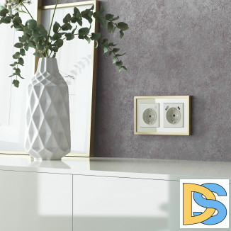 Рамка на 2 поста Baguette (айвори/латунь) W0022851