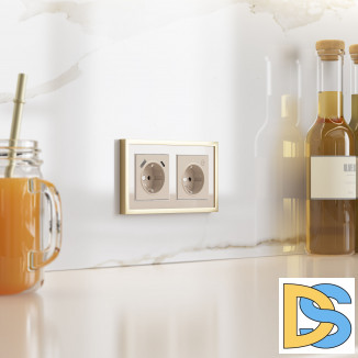 Рамка на 2 поста Baguette (айвори/латунь) W0022851