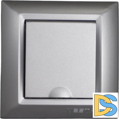 Розетка одинарная с заземлением с крышкой серебристая Vesta-Electric Roma Silver