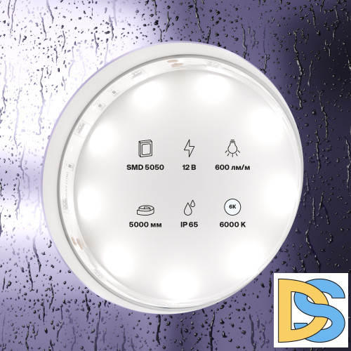 Светодиодная лента Maytoni Technical 12В 5050 7,2Вт/м 6000K IP65 10125