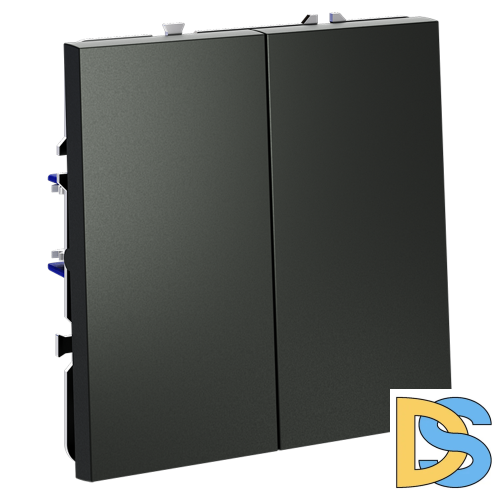 Выключатель с самовозвратом встраиваемый VOLTUM S70 двухклавишный 10А, (титан)