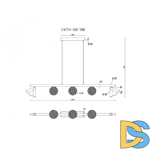 Подвесная люстра iLedex Telescope C4774-100 SBK