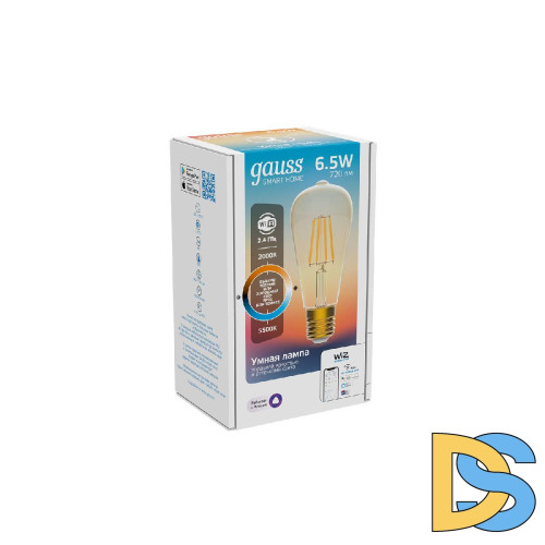 Лампа светодиодная диммируемая филаментная Gauss E27 6,5W 2000-5500K золотистая 1310112