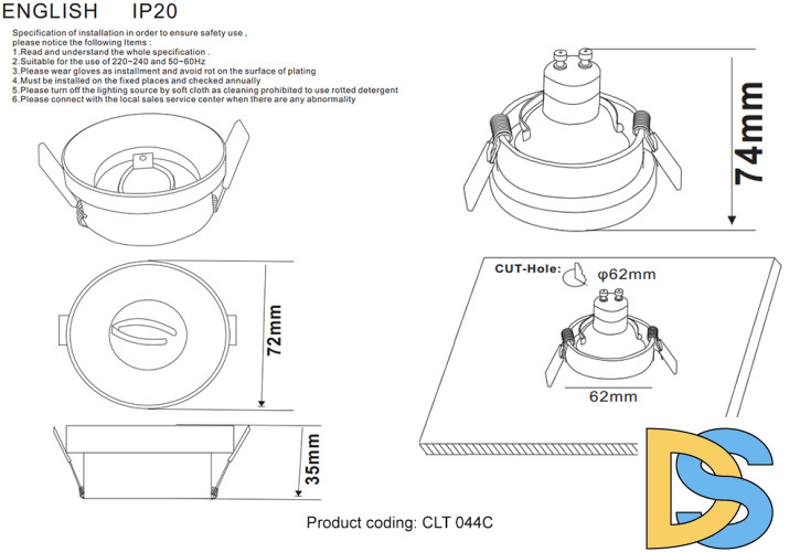 Встраиваемый светильник Crystal Lux CLT 044C CH