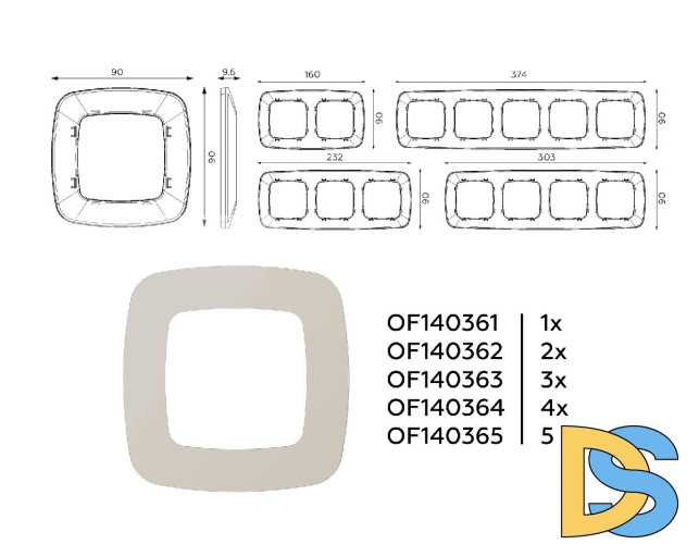 Рамка двухместная Ambrella Volt Ecta OF140362