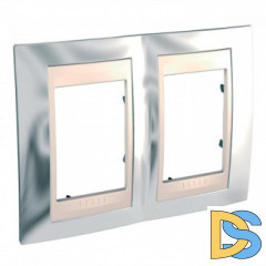 Рамка 2-ая (двойная), Серебро/Бежевый, серия Unica, Schneider Electric