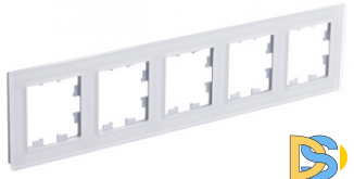 Рамка 5-ая (пятерная) , Стекло Белое, серия Atlas Design Nature, Schneider Electric