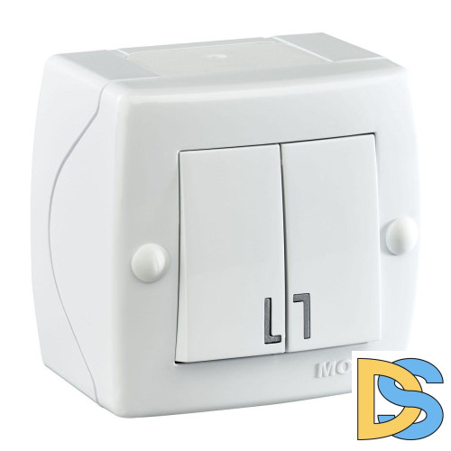Выключатель двухклавишный Mono Electric Octans IP20 10А 250В белый 104-010101-102