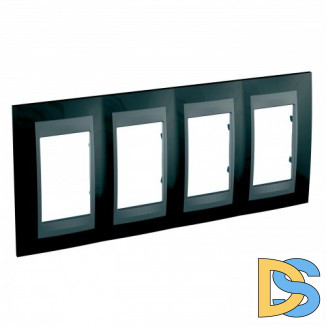 Рамка 4-ая (четверная), Родий/Графит (металл), серия UNICA TOP/CLASS, Schneider Electric