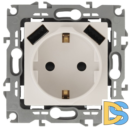 Розетка 2P+E со шторками и 2xUSB Эра 12-4109-02 Б0047841