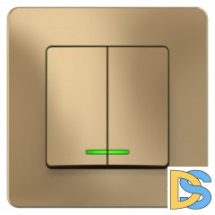 Выключатель 2-клавишный, с подсветкой, Титан, серия Blanca, Schneider Electric