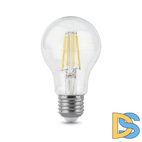 Лампа светодиодная филаментная Gauss E27 6W 2700К прозрачная 1/10/50 102802106
