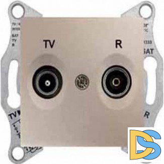 Розетка телевизионная проходная ТV-FМ 8dB, Титан, серия Sedna, Schneider Electric