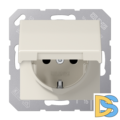 Розетка 2K+З cо шторками и крышкой Jung AS1520KIKL