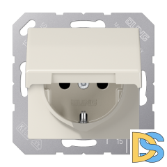 Розетка 2K+З cо шторками и крышкой Jung AS1520KIKL