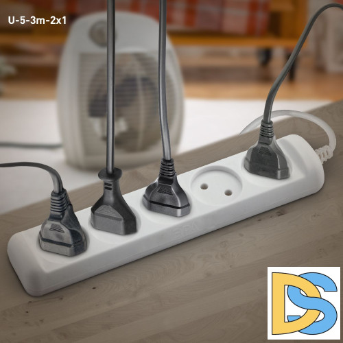 Удлинитель электрический Эра U-5-3m-2x1 Б0028364