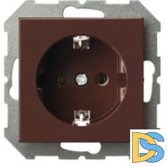Розетка с заземлением, винтовые зажимы Epsilon коричневый