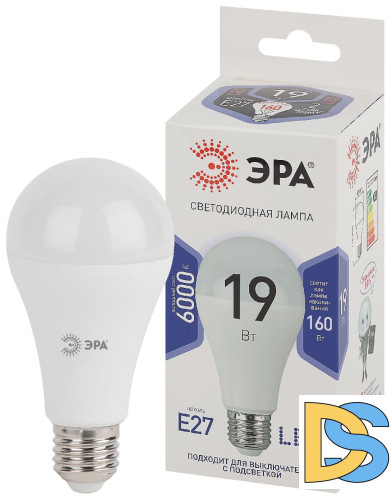 Лампа светодиодная Эра E27 19W 6000K LED A65-19W-860-E27 Б0031704
