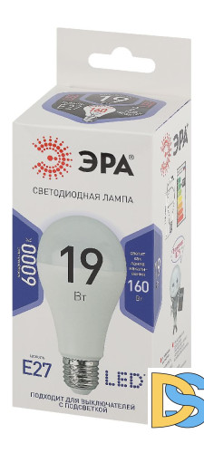 Лампа светодиодная Эра E27 19W 6000K LED A65-19W-860-E27 Б0031704
