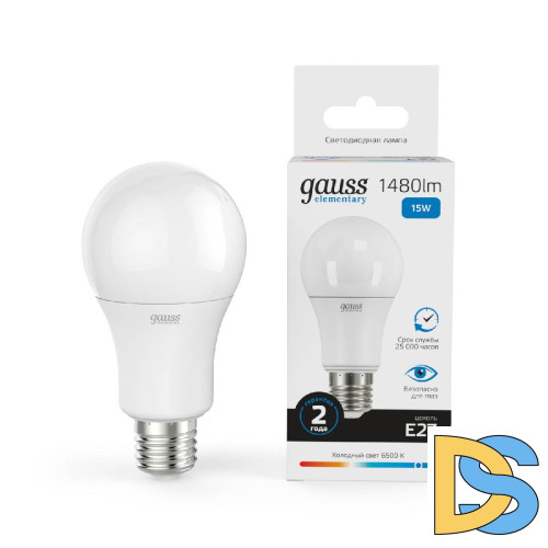 Лампа светодиодная Gauss E27 15W 6500K матовая 23235