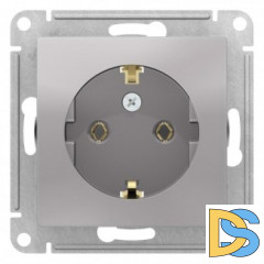 Розетка 1-ая электрическая, с заземлением, Алюминий, серия Atlas Design, Schneider Electric