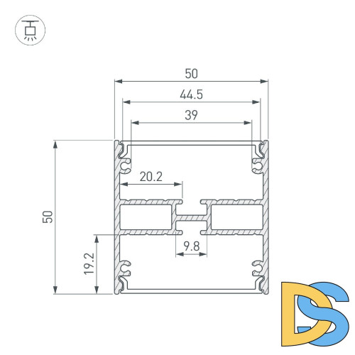 Алюминиевый профиль Arlight LINE-5050-DUAL-2000 ANOD 045654