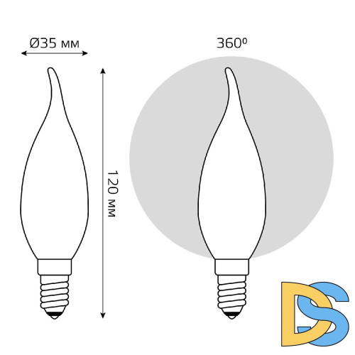 Светодиодная филаментная лампа Gauss Basic Filament E14 6,5W 2700K 1045117