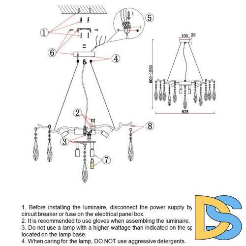 Подвесная люстра Omnilux Batelli OML-52903-08