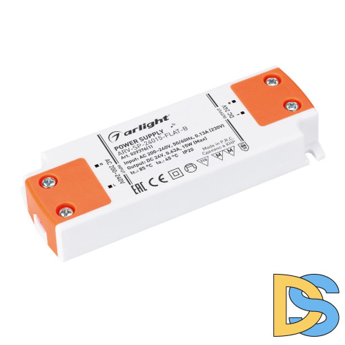 Блок питания Arlight ARV-SP-24015-FLAT-B (24V, 0.63A, 15W) 029376(1)