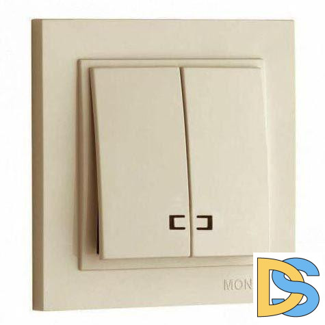 Выключатель двухклавишный с подсветкой Mono Electric Despina 10А 250В крем 102-170025-103