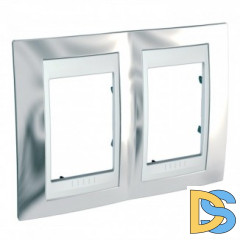 Рамка 2-ая (двойная), Серебро/Белый, серия Unica, Schneider Electric